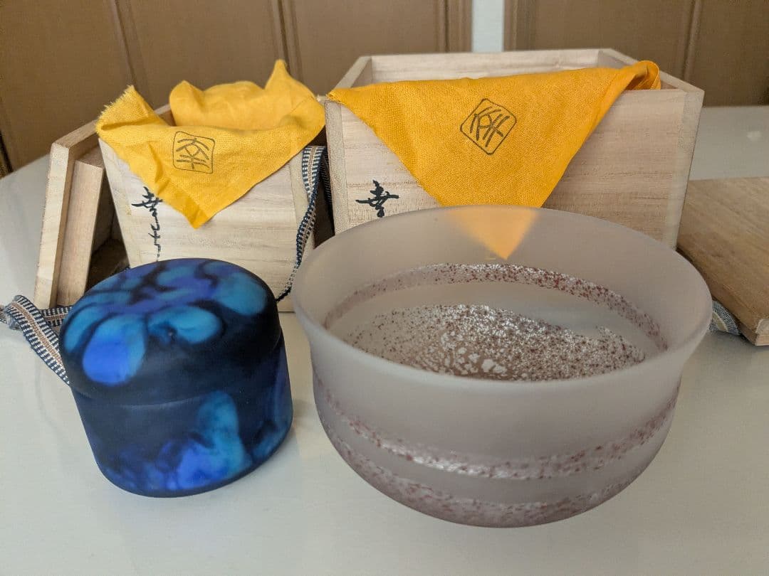 高橋幸夫 ガラス　抹茶碗 ガラス棗（ガラスなつめ）木箱入り