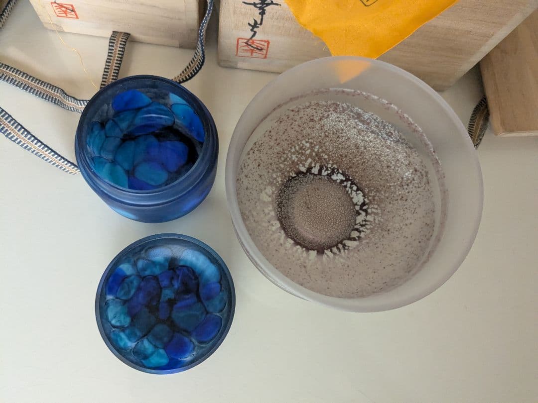 高橋幸夫 ガラス　抹茶碗 ガラス棗（ガラスなつめ）木箱入り