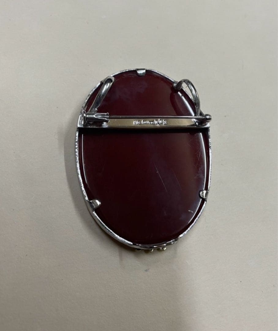 オ*ー様 Ｋ１８　SV９２５　メノーカメオ　ダイヤモンド付き　ブローチ　ペンダン