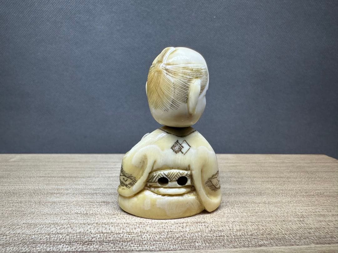 根付　希少品　滑稽　頭は回転可能　古美術品　 置物　細密細工　骨董
