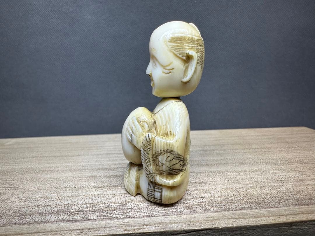 根付　希少品　滑稽　頭は回転可能　古美術品　 置物　細密細工　骨董