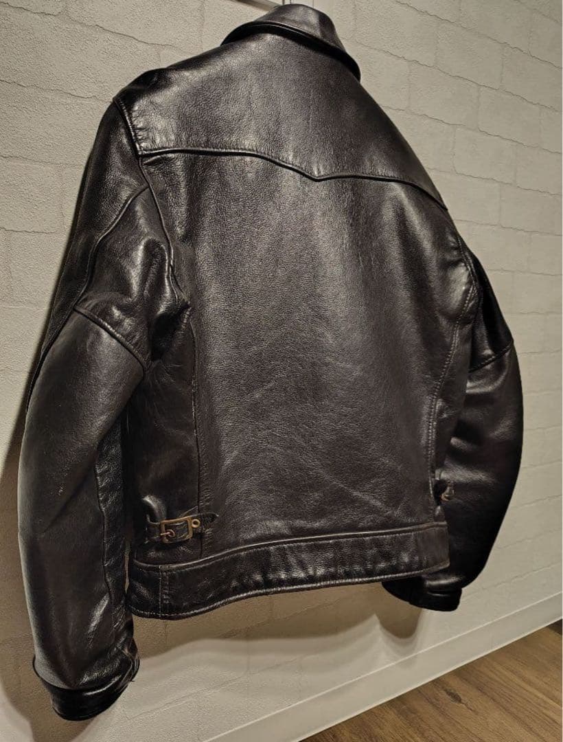 Schott シングルライダース ブラック 茶芯　36