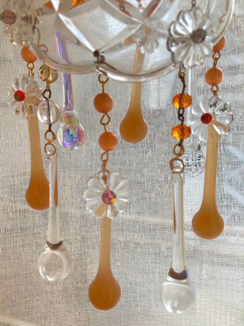 （専用）ミニシャンデリア　1920年　（オレンジドロップ）　オパリン　フランス