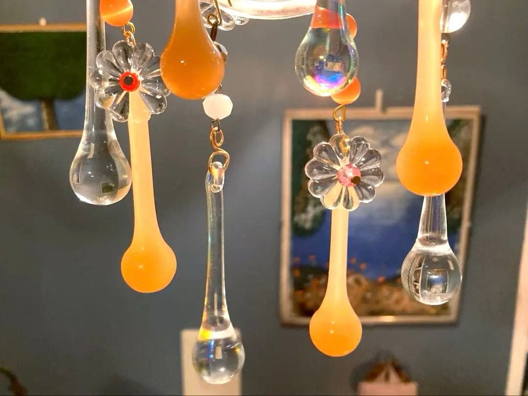 （専用）ミニシャンデリア　1920年　（オレンジドロップ）　オパリン　フランス