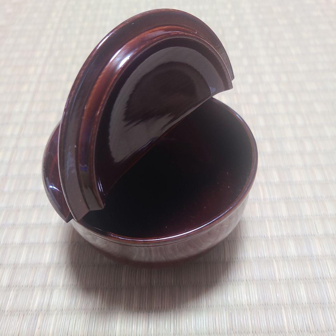 老松茶入　割蓋　溜塗　仕覆　二個　西陣織　正絹　名物裂　山椒純子　金襴鱗鶴青海波