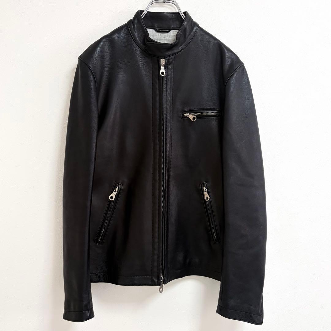 【美品】CINQUANTA メンズシングルライダース ブラック 46