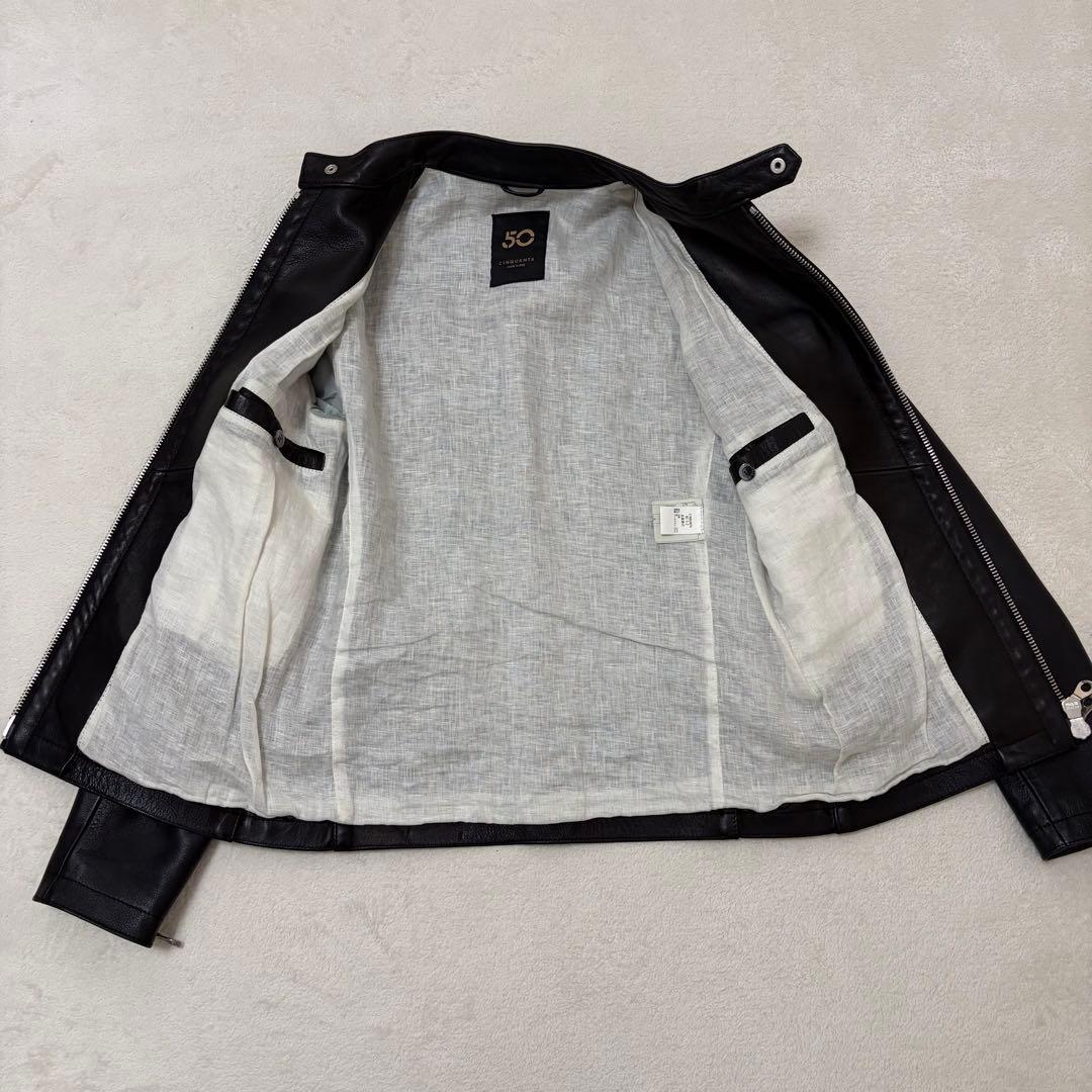 【美品】CINQUANTA メンズシングルライダース ブラック 46