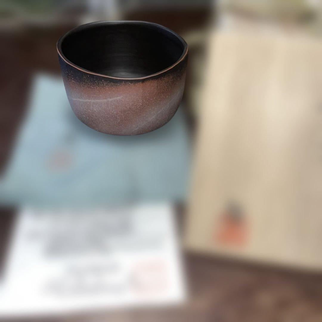 未使用 鯉江廣　茶碗 あけぼの彩　共箱 共布 略歴 茶道具 抹茶椀