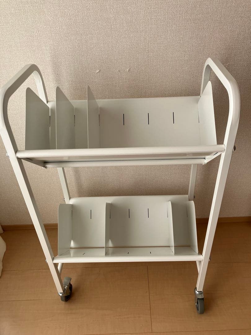 カルテワゴン ホワイト 2段式ワゴン 仕切り付き