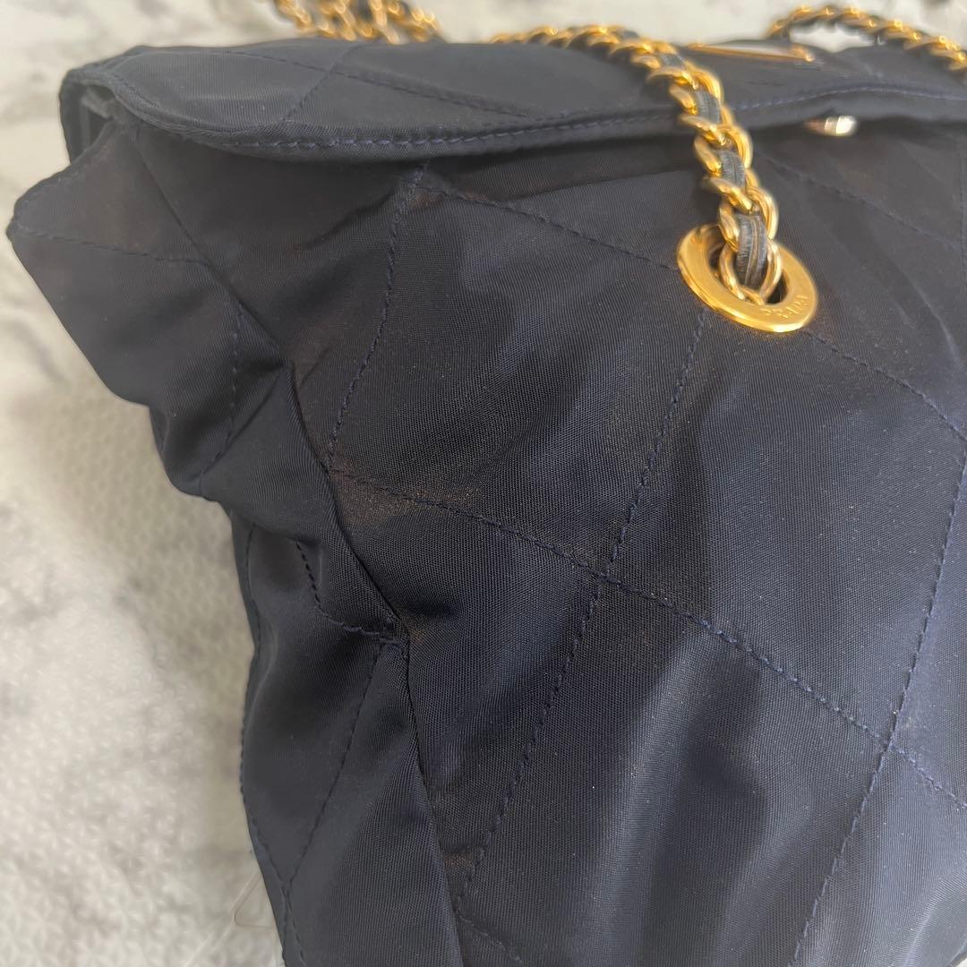 プラダ ダブルチェーン キルティング ショルダーバッグ ナイロン 三角ロゴ