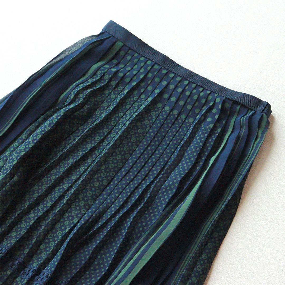 5240【極美品】サカイ　プリーツスカート ラップスカート ドット柄　M