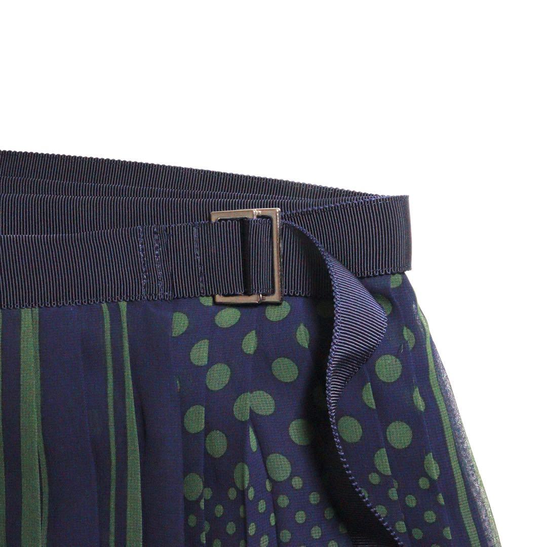 5240【極美品】サカイ　プリーツスカート ラップスカート ドット柄　M