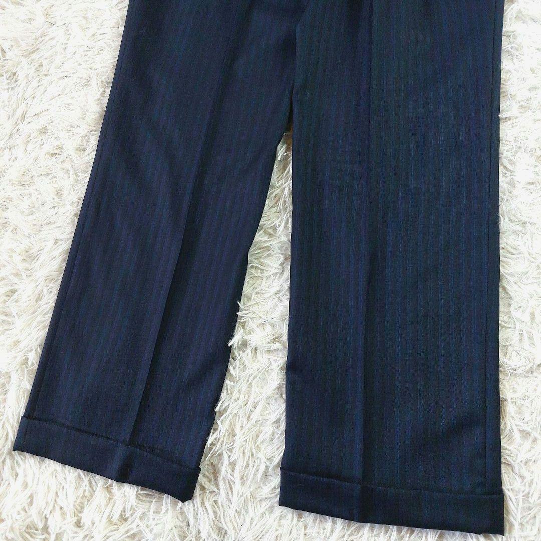美品 ロロピアーナ ミケランジェロ シャドーストライプ柄3ピーススーツ ネイビー
