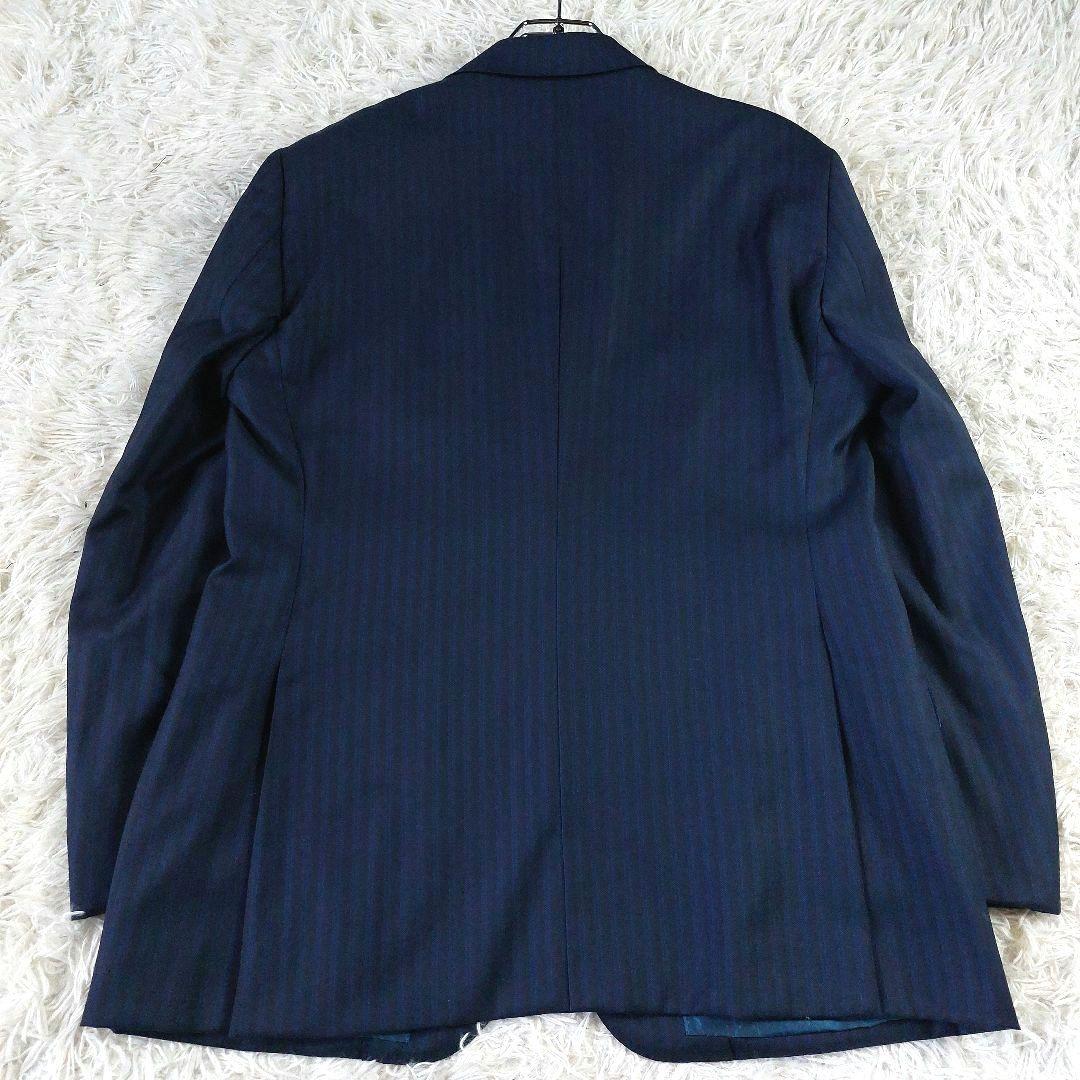 美品 ロロピアーナ ミケランジェロ シャドーストライプ柄3ピーススーツ ネイビー