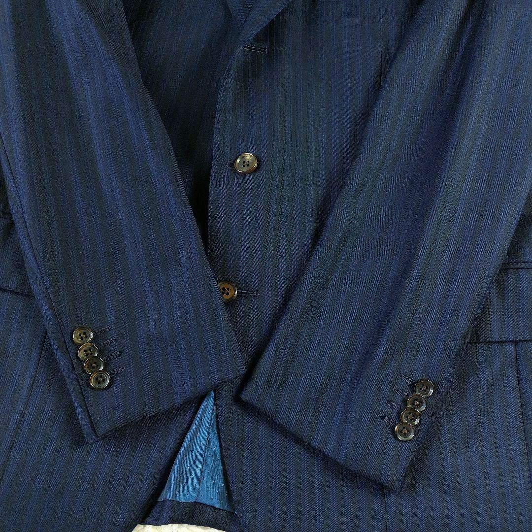 美品 ロロピアーナ ミケランジェロ シャドーストライプ柄3ピーススーツ ネイビー