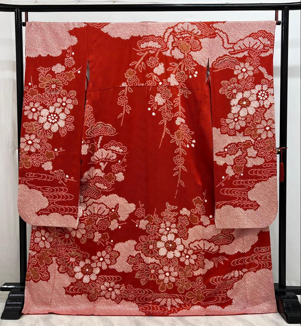 振り袖　フルセット　別誂長襦袢　ガード加工　金彩加工　刺繍入り　絞り入り　674