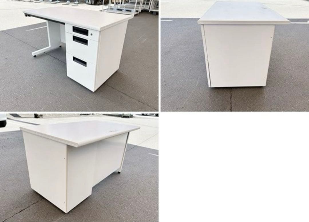 プラス フラットライン 片袖デスク W1200 ホワイト 事務机 オフィス