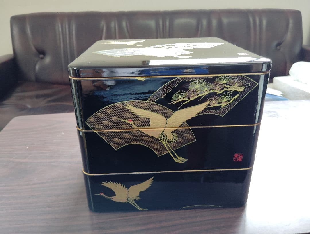 漆器 重箱 三段（鶴）No.1
