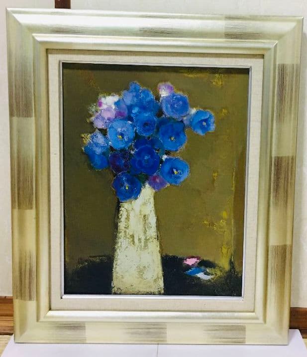 青い花　油絵　F6(410×318mm)