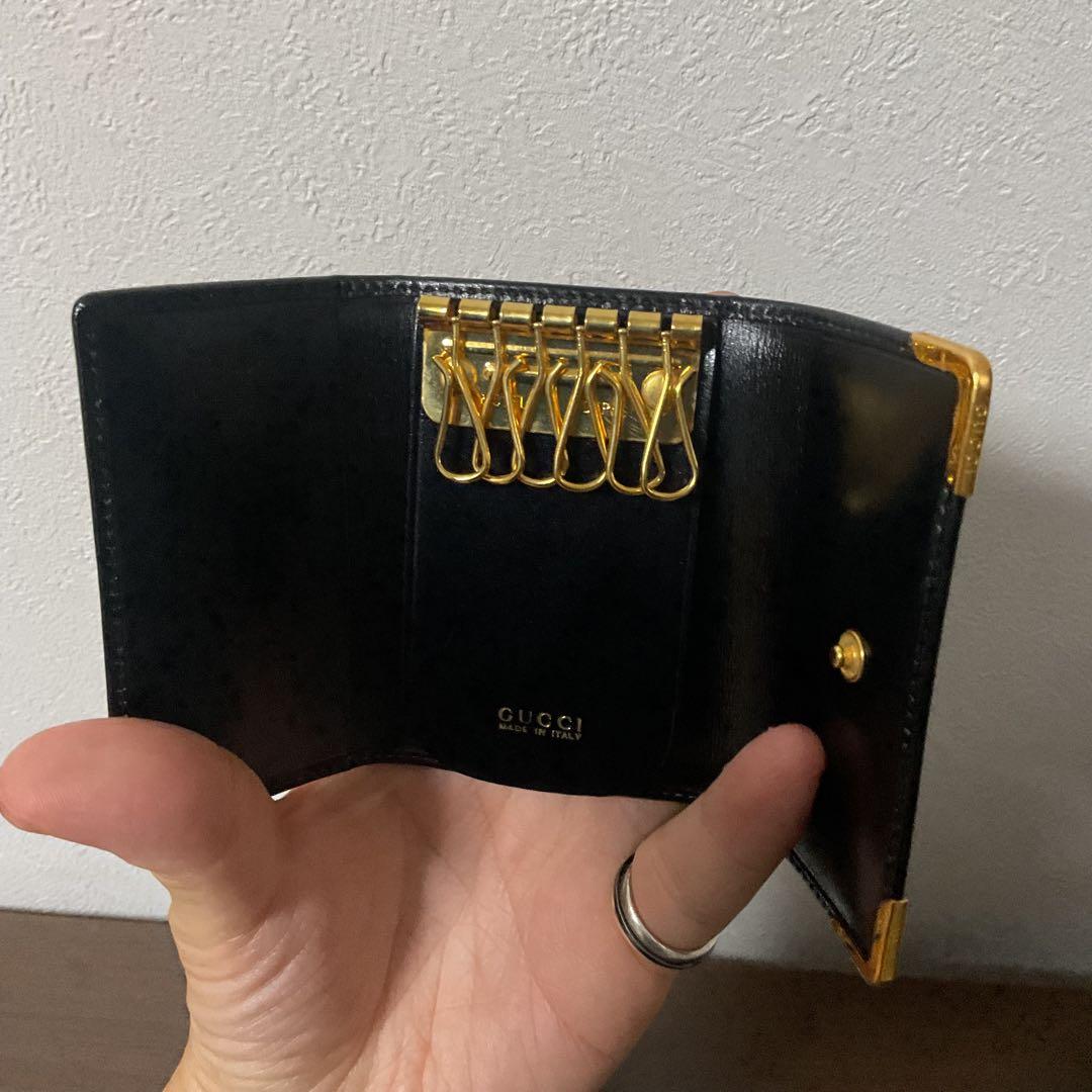 ☆開店セール☆新品未使用 美品 グッチ ボックスカーフレザー ロゴ キーケース②