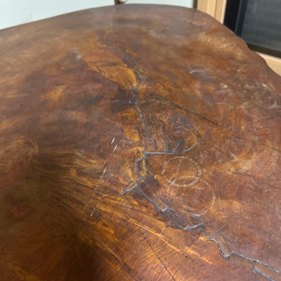 自然木の茶色座卓　一枚木