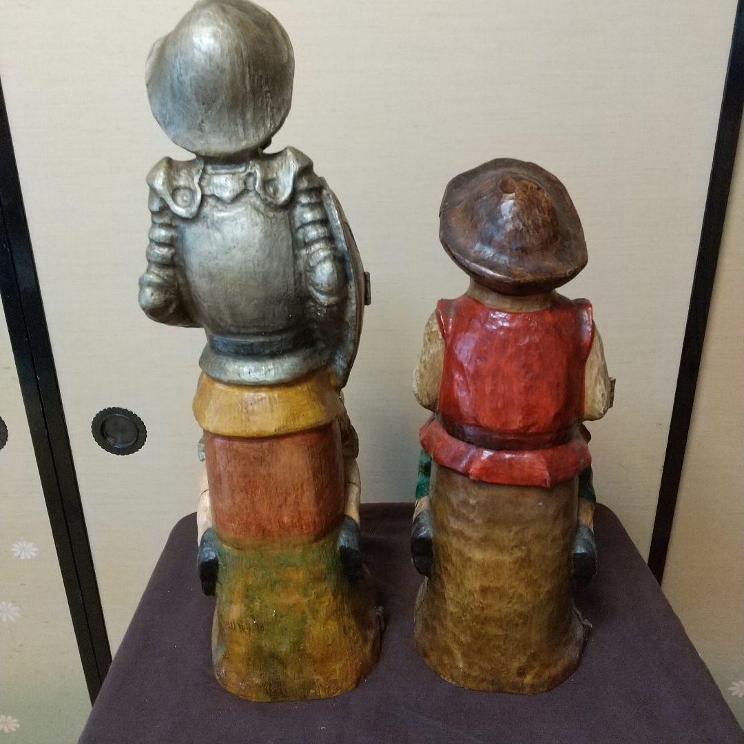 木彫り ドンキホーテとサンチョパンサ 人形セット