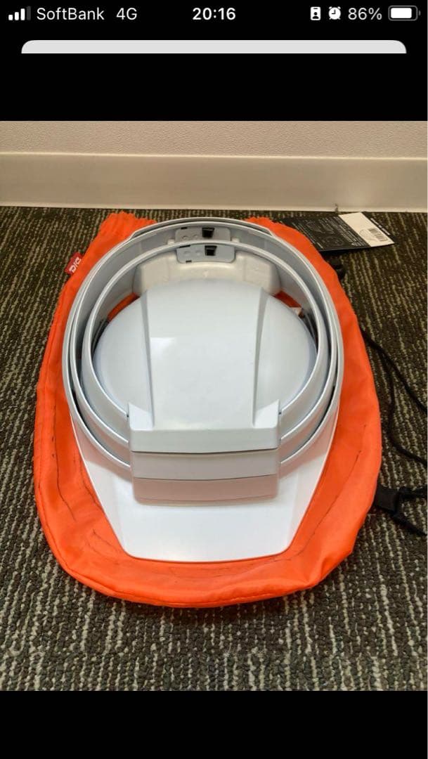 （67）防災ヘルメット ホワイト オレンジ収納バッグ付き4個セット