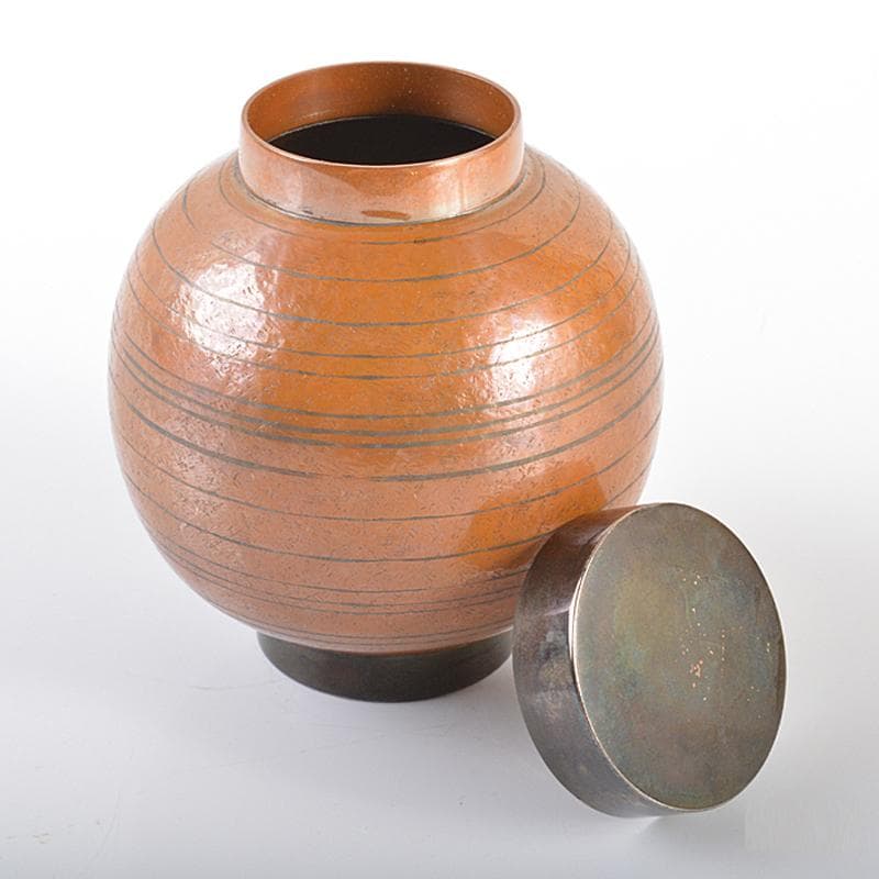 煎茶道具　萩井一司作　銅鎚起　線文茶壷　茶心壷　約111g　D　R6320