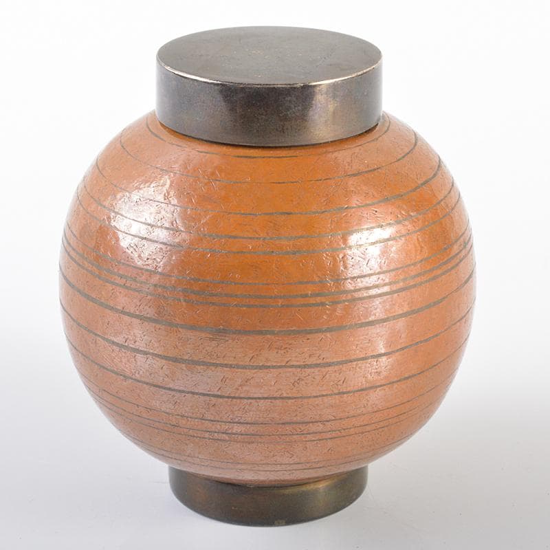 煎茶道具　萩井一司作　銅鎚起　線文茶壷　茶心壷　約111g　D　R6320