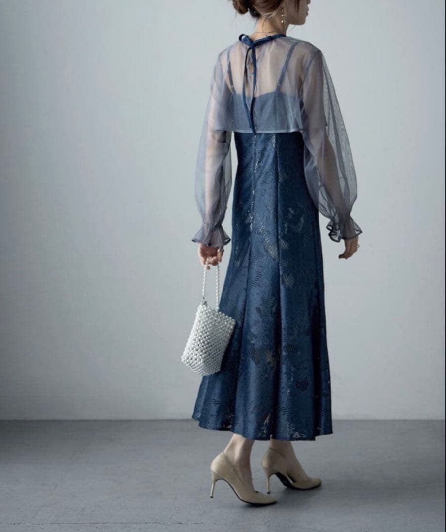 3wayシフォンボレロ&レースキャミドレス　ドレス　オケージョン　Mサイズ