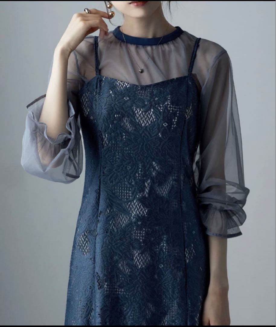 3wayシフォンボレロ&レースキャミドレス　ドレス　オケージョン　Mサイズ