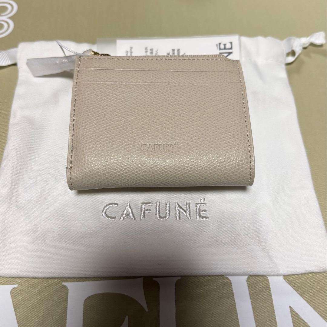 CAFUNE 三つ折り財布ウォレット 財布 レザー収納袋付 ベージュゴールド金