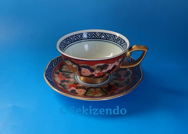 有田焼　染錦　金襴手 極錦金彩 其泉窯　カップ＆ソーサー　碗皿 珈琲碗皿２506