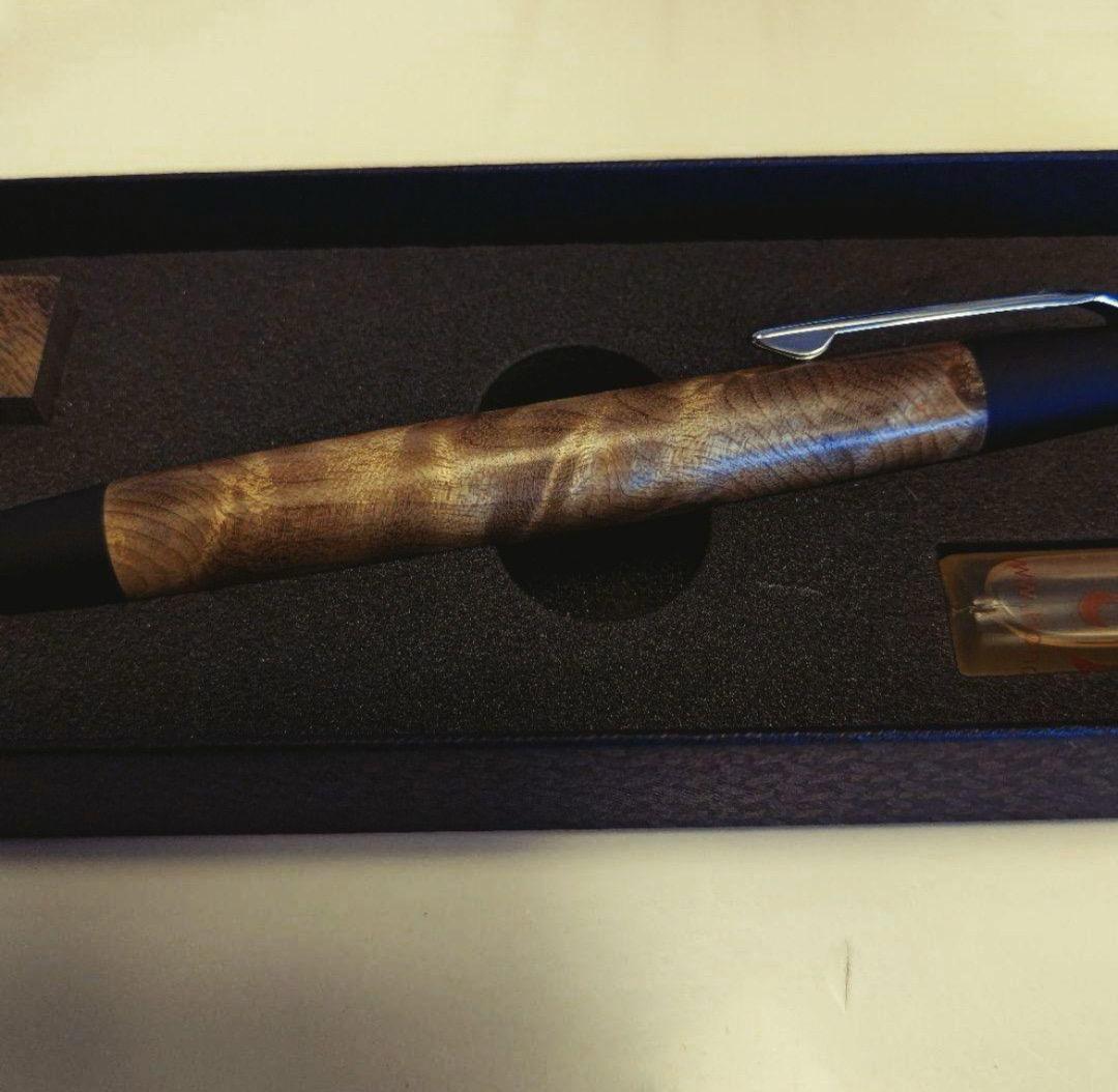 野原工芸　マーブルウッド　スタンダード　ボールペン　シルバー