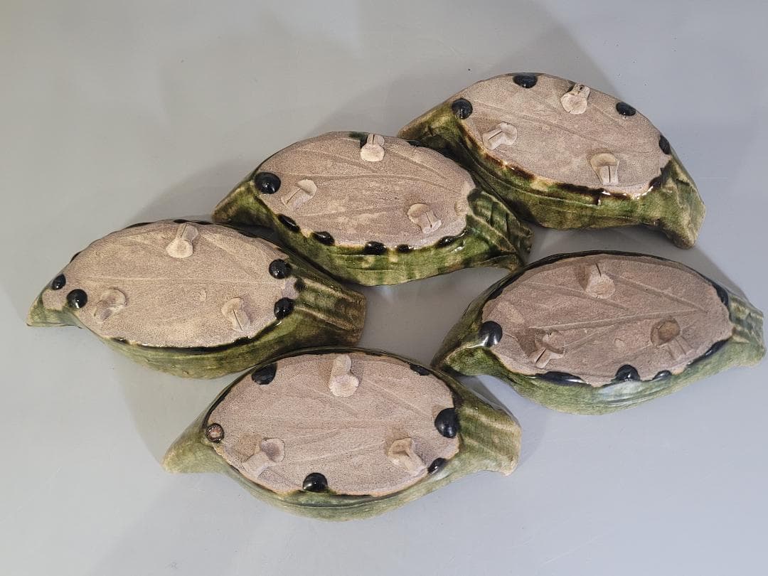 織部 木の葉 向付 五客 時代物 骨董品