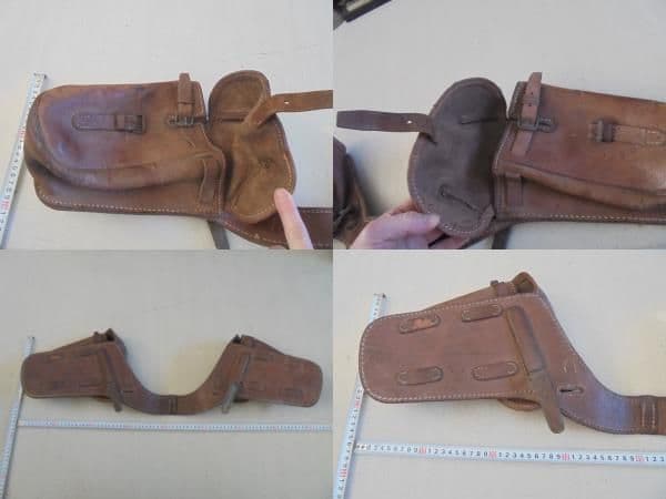 AKa6788　旧日本陸軍　鞍嚢　馬鞍の左右に垂らす革製の袋　小さい武具入当時物