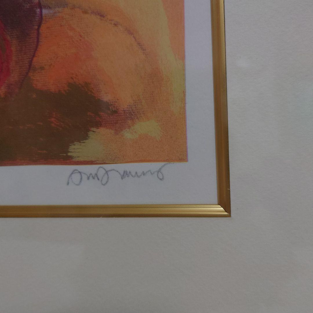 アンドリュープライス　黄色いバラ　版画　絵画　花　静物画　花瓶　額入り