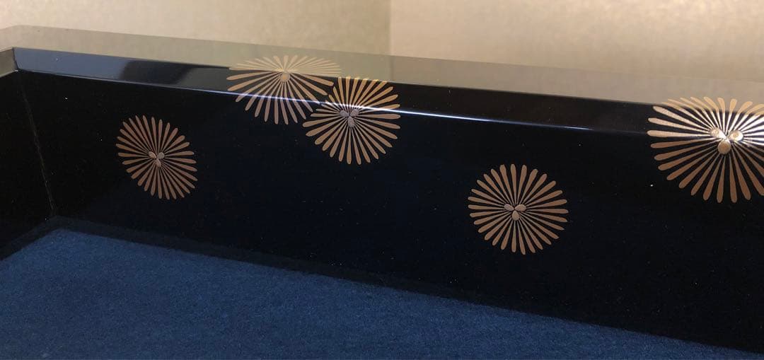 《R》茶道具 黒真塗 唐松蒔絵 炉縁 漆匠 春象造 共箱 260105か4