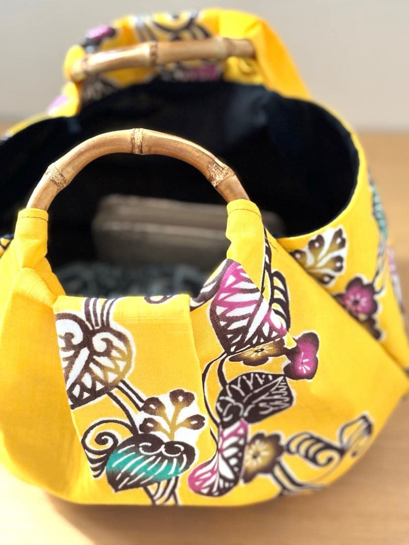 和装バック着物バック琉球紅型・琉球柄・葵の柄（向日葵色）入学卒業結婚振袖お宮参り