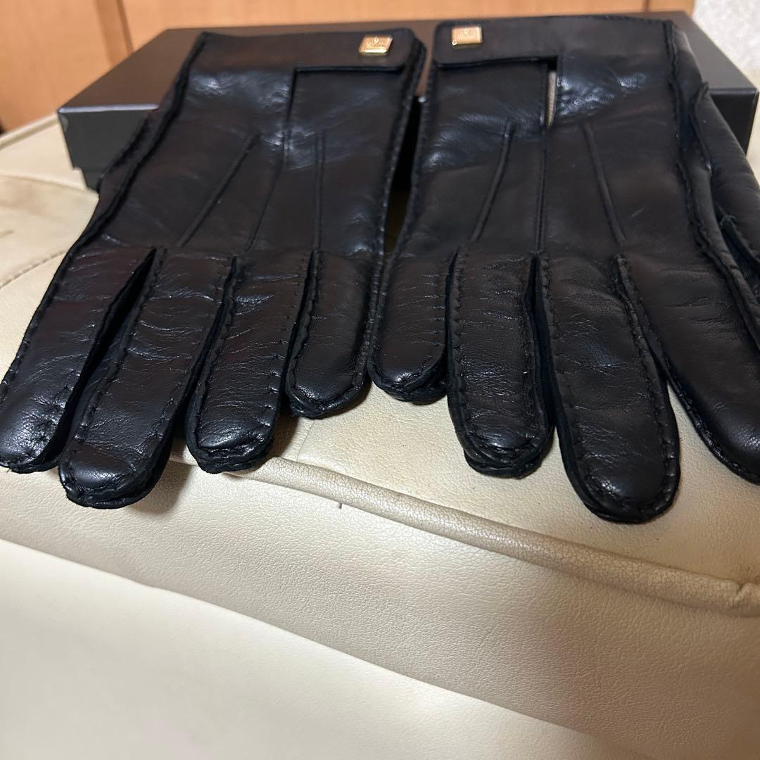 GUCCI ロゴプレートレザーグローブ 革手袋 ブラック