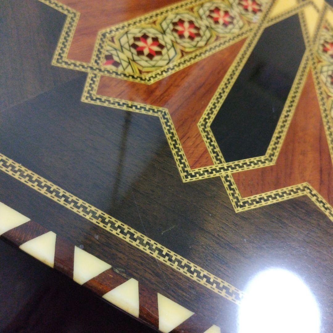 アンティーク 象嵌 寄木細工 天然木 ウッドテーブル 飾り台 レトロ