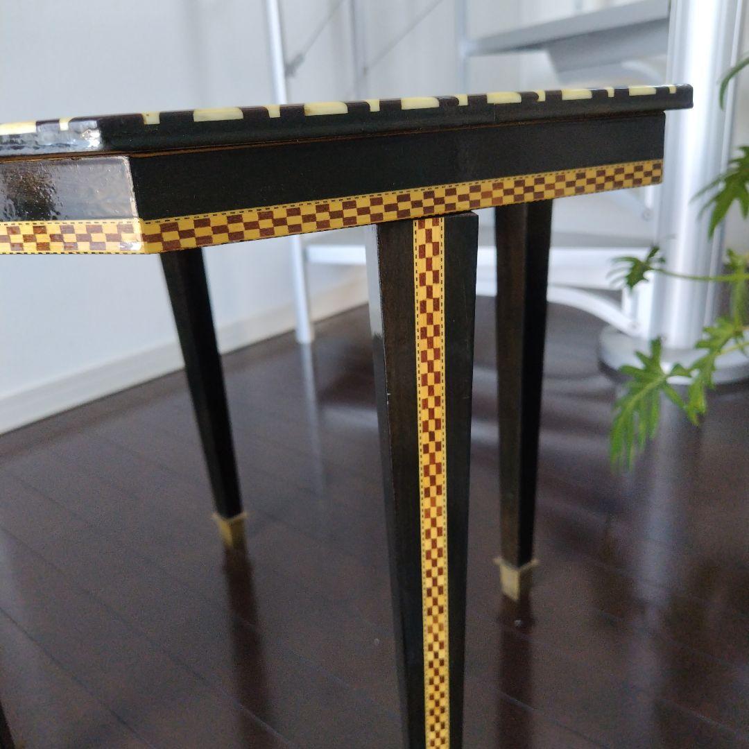 アンティーク 象嵌 寄木細工 天然木 ウッドテーブル 飾り台 レトロ