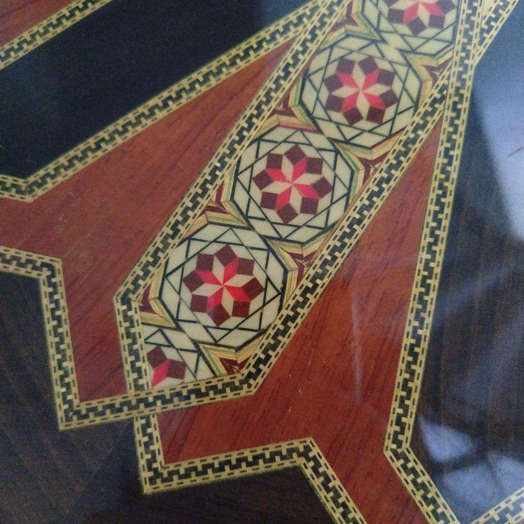 アンティーク 象嵌 寄木細工 天然木 ウッドテーブル 飾り台 レトロ