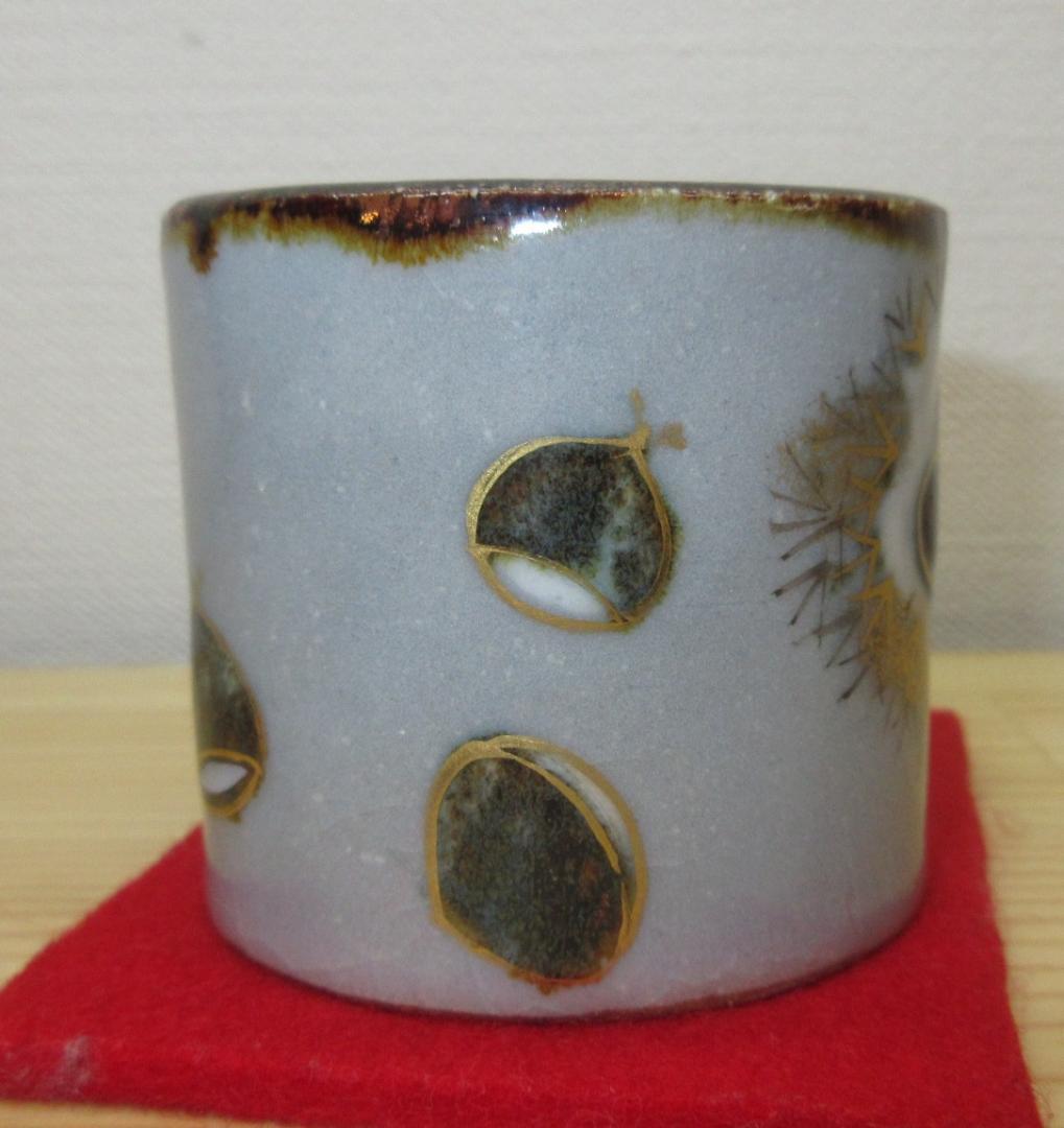 送料込【逢絢亭・新品】茶道具 蓋置 京焼 栗の形 山川敦司 共箱入り