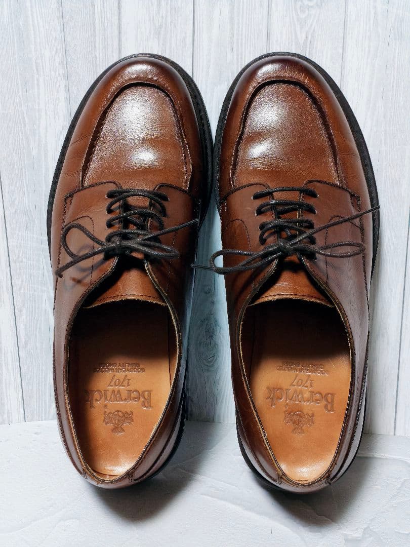 Berwick1707 Uチップ ブラウン カジュアル 革靴 モカシン