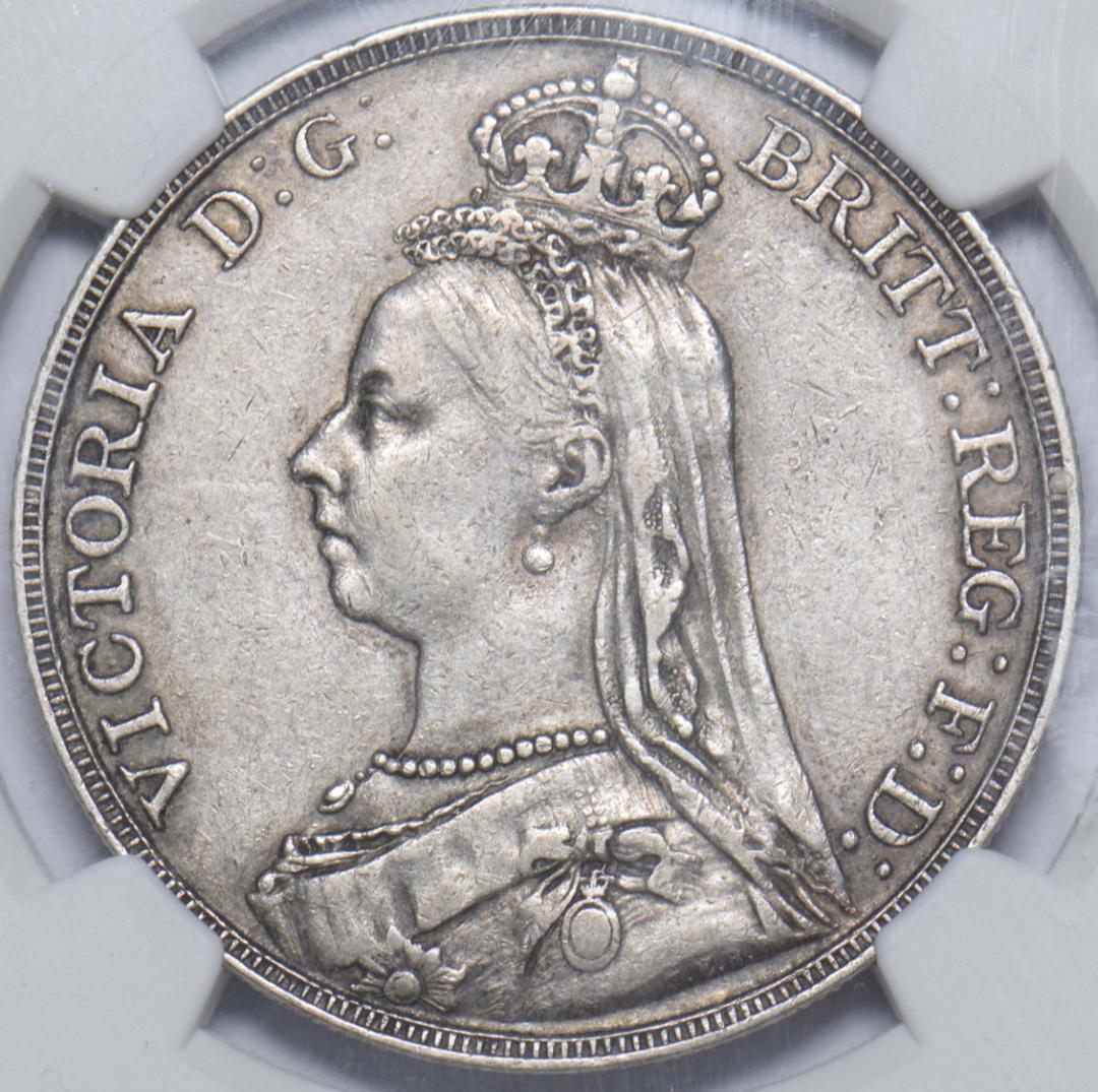 NGC XF40 イギリス １クラウン銀貨 ビクトリア (1891年)