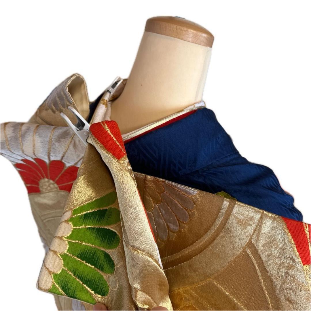 大正ロマンレトロ可愛い紺地×金駒刺繍♡振袖フルセット セミアンティーク 成人式