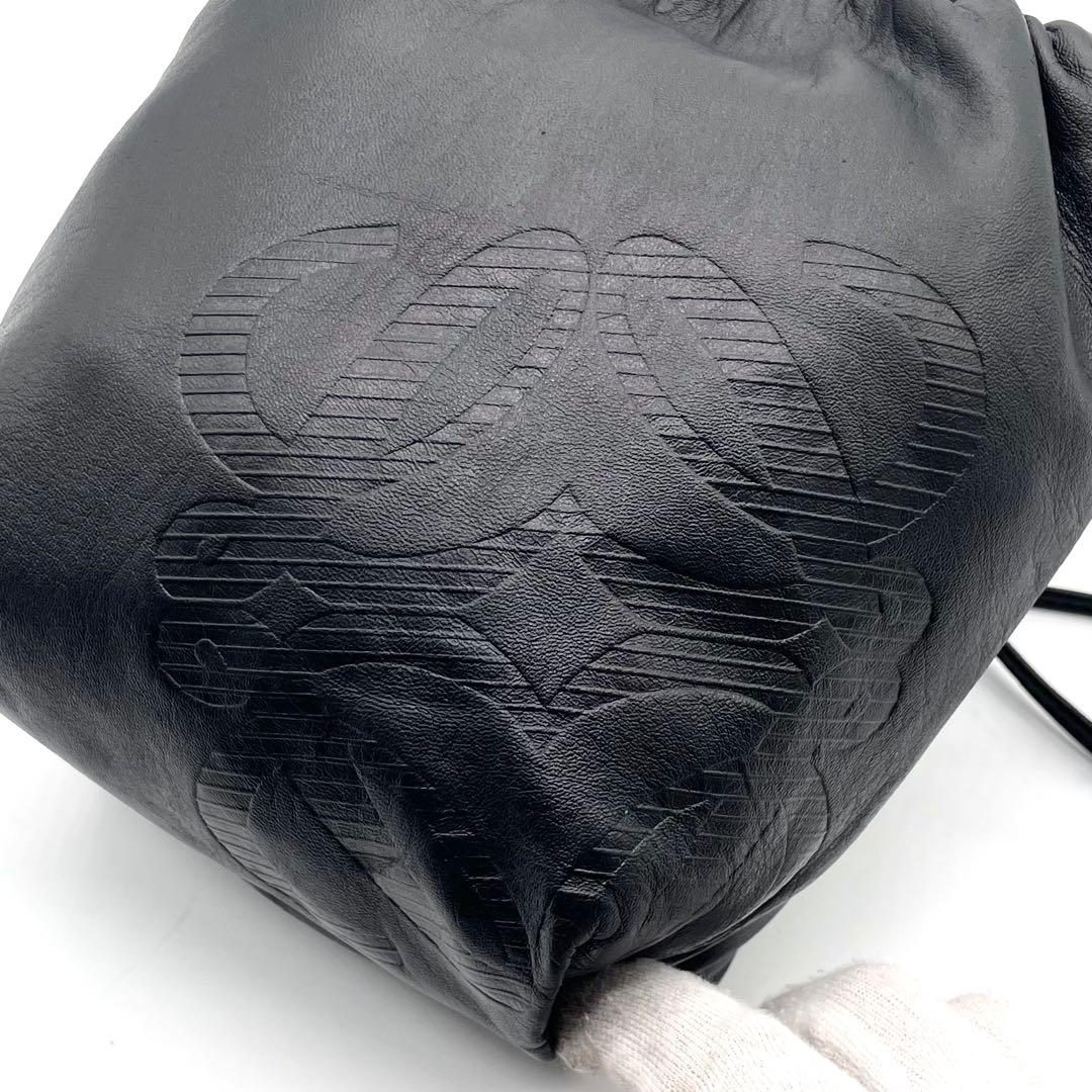 専用　ロエベ ショルダーバッグ 巾着 ナッパレザー アナグラム ネイビー