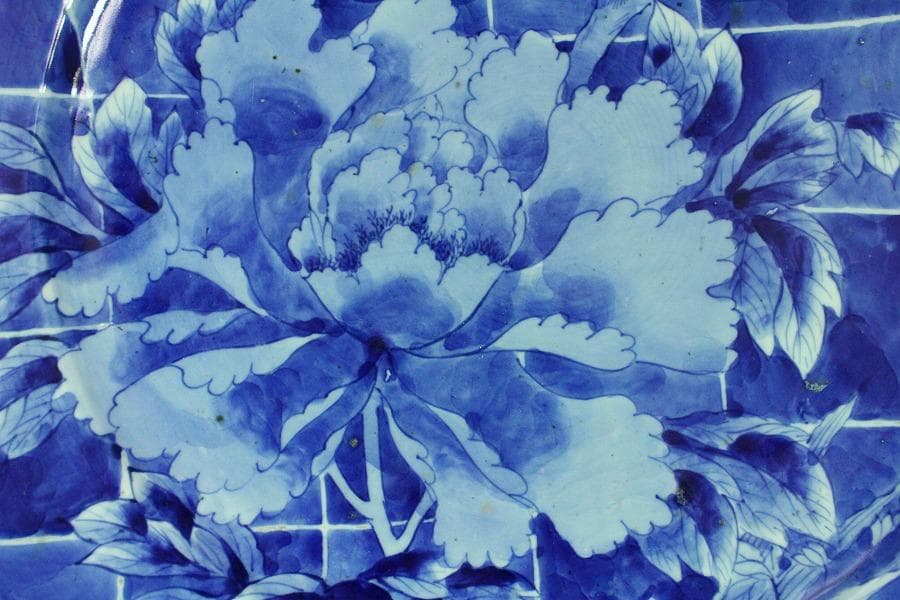 古美術 染付 花鳥紋 大皿 φ41.5cm(K-YC515)