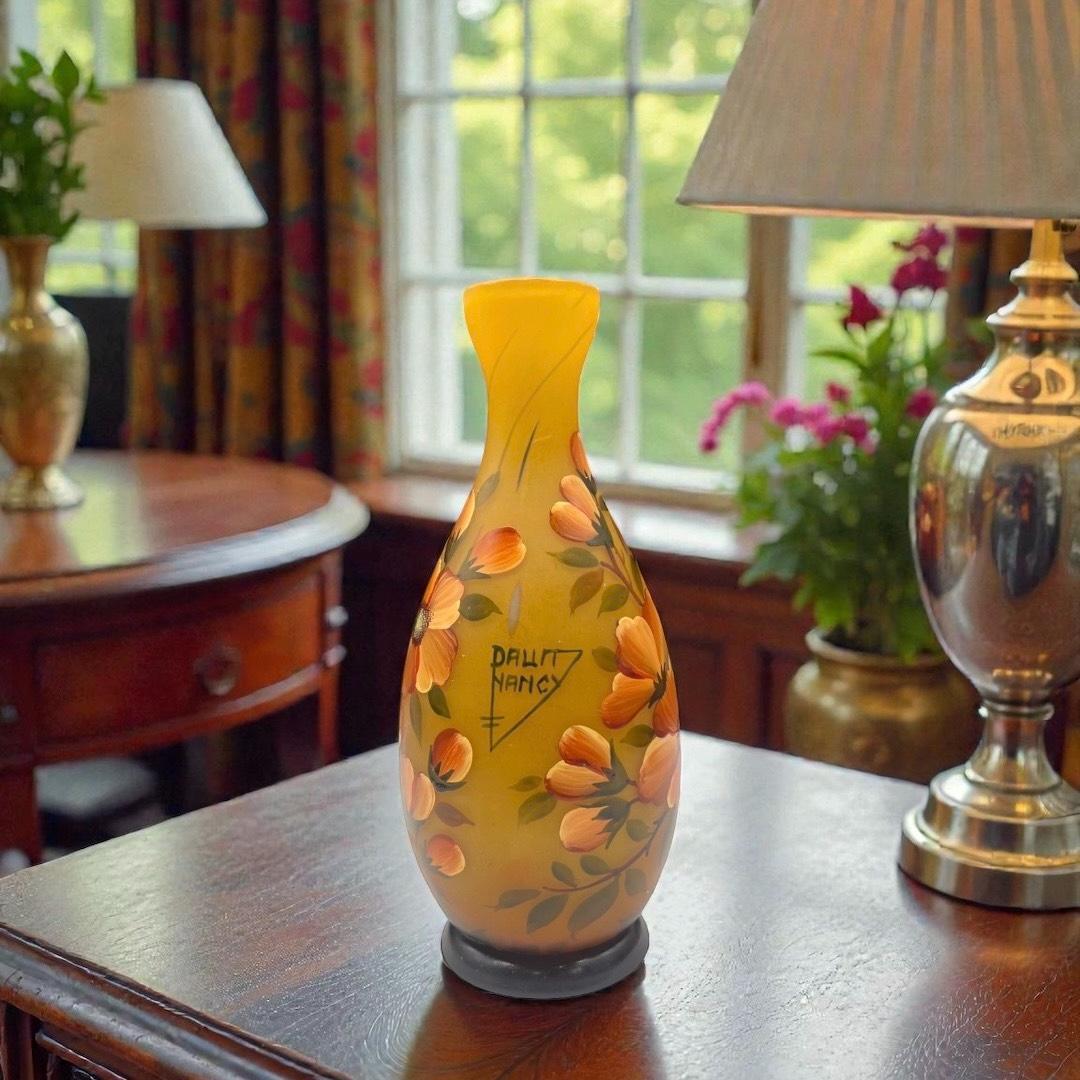 ◆証明書付◆Daum Nancyドームナンシー花瓶 高さ20cm　カメオ彫り